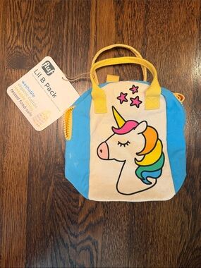 Fluf Lil B Pack Canvas Washable Unicorn Bag - Blue & Yellow